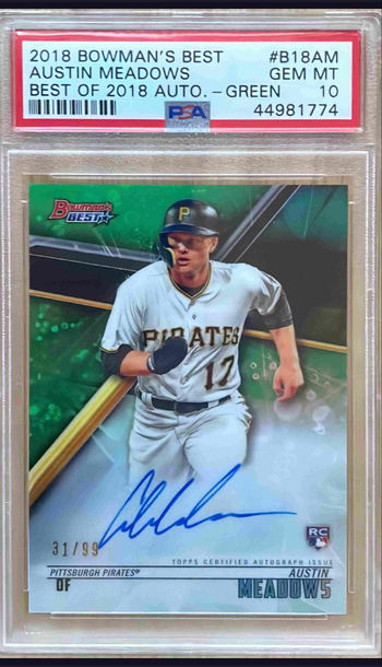 2018 Bowman’s Best PSA 10  Austin Meadows Green Auto /99