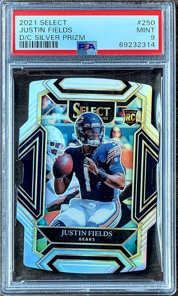 2021 Justin Fields Panini Select SILVER DIE-CUT PRIZM Club Level PSA 9 RC #250