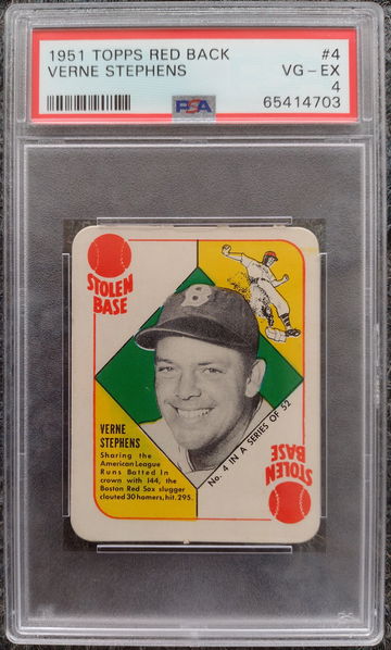 1951 Topps Red Back Verne Stephens #4 PSA 4