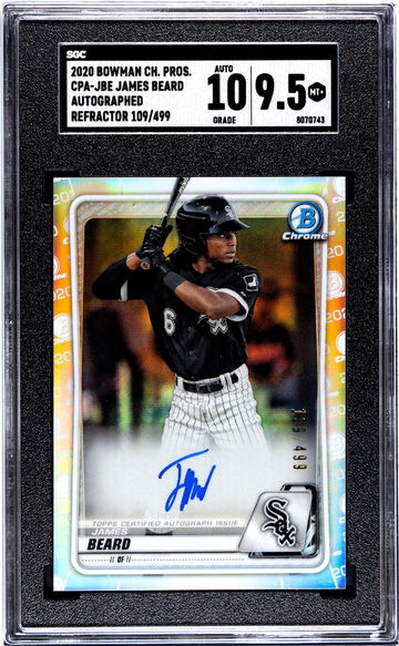 2020 Bowman Chrome Refractor James Beard #CPA-JBE Auto /499 SGC 9.5 Auto 10
