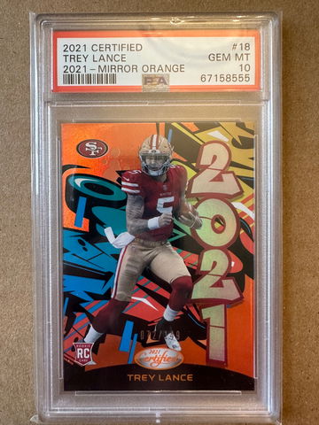 2021 Certified Trey Lance 2021 Mirror Orange 72/149 PSA 10