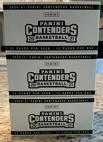 (3) 2021 Contenders Basketball Fat Pack Box — Factory Packed — 12 Packs/Box; 22 Cards/Pack