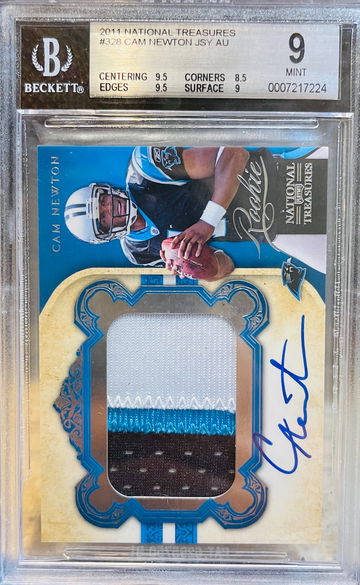 2011 National Treasures Cam Newton True RPA /99 BGS 9