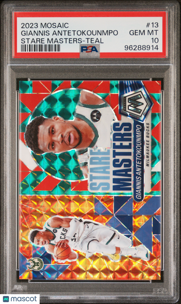 2023 Panini Mosaic Stare Masters Giannis Antetokounmpo #13 Teal PSA 10