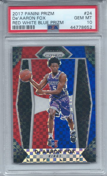 De'Aaron Fox 2017-18 Prizm Red White Blue Rookie Rc PSA 10