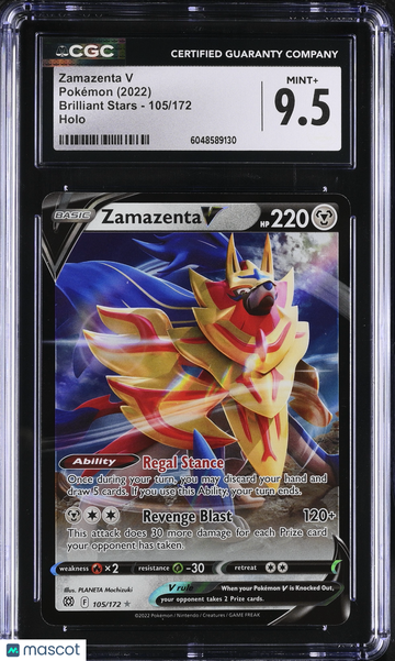 2022 Pokemon Brilliant Stars Zamazenta V Holo CGC 9.5 #105/172