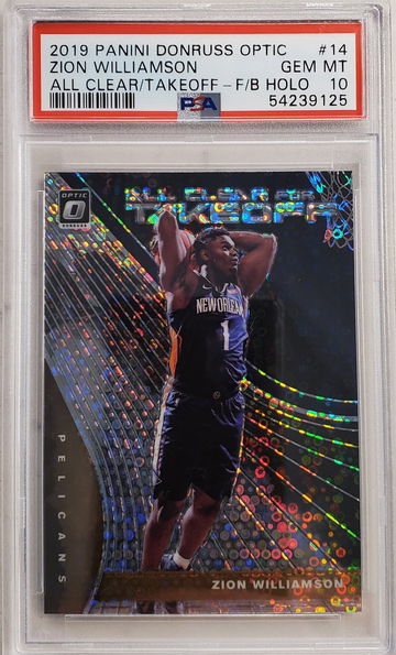 2019-20 Optic Zion Williamson All Clear PSA 10For Takeoff Fast Break Holo