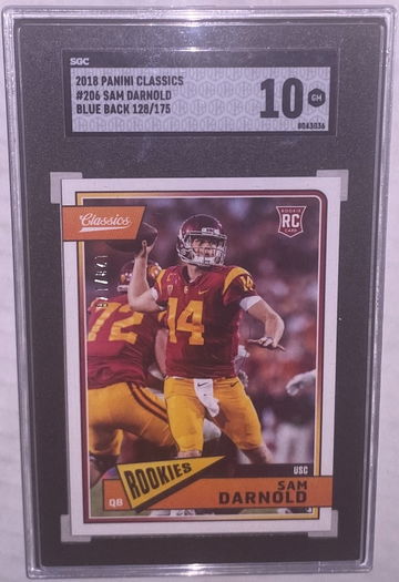 2018 Panini Classics #206 Sam Darnold Blue Back #128/175 SGC 10