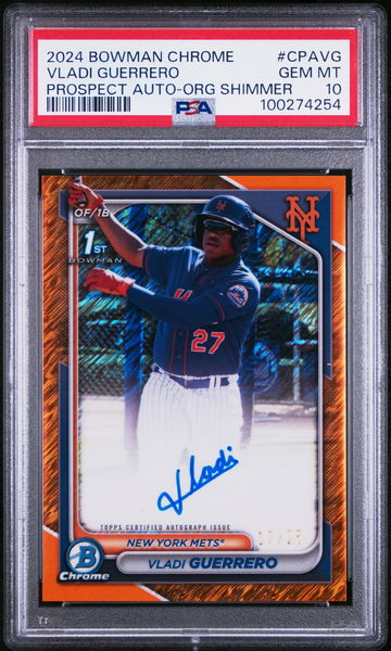 2024 Bowman Chrome Orange Shimmer Vladi Guerrero #CPA-VG Auto /25 PSA 10