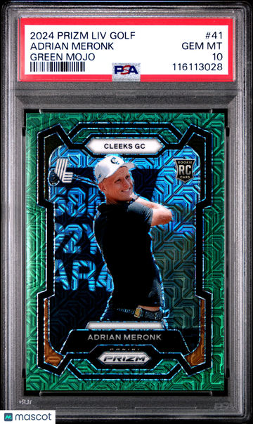 2024 Panini Prizm LIV Golf Adrian Meronk #41 Green Mojo PSA 10