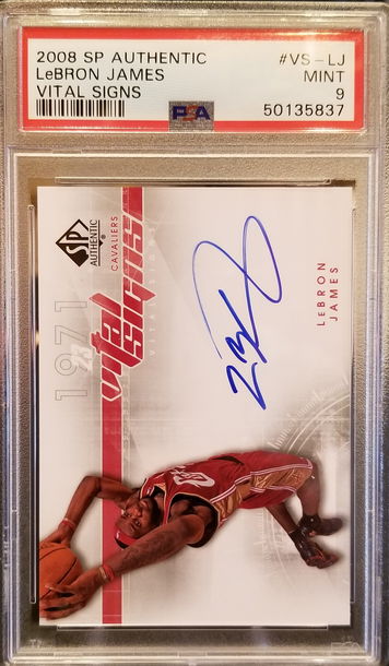 2008 SP Authentic LeBron James Vital Signs PSA 9 auto