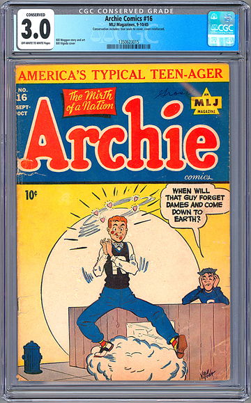 ARCHIE COMICS #16 CGC 3.0 GOLDEN AGE CLASSIC VIGODA ART CONSERVED GRADE 1945