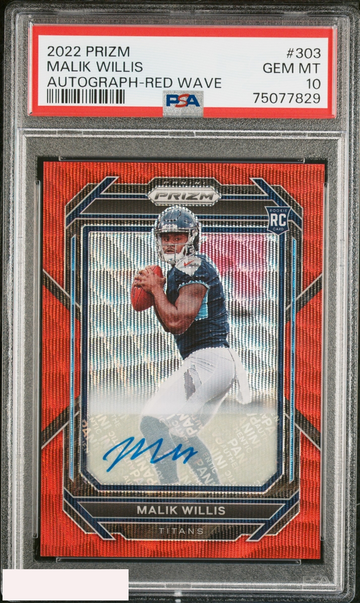 2022 PANINI PRIZM MALIK WILLIS #303 AUTOGRAPH RED WAVE 64 OF 149 ROOKIE PSA 10
