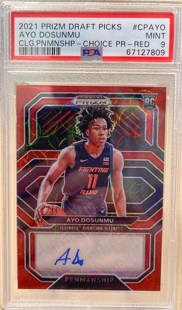 2021 Prizm Draft Picks Penmanship Auto Red Choice /88 PSA 9 Ayo Dosunmu 