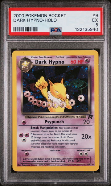 2000 Pokemon Team Rocket Holo Dark Hypno #9 PSA 5