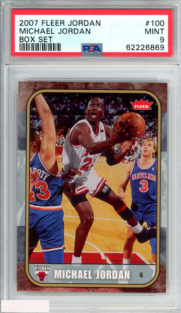2007 FLEER JORDAN BOX SET MICHAEL JORDAN #100 CHICAGO BULLS HOF PSA 9 MINT