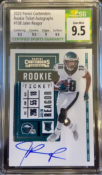 2020 Panini Contenders Rookie Ticket Auto Jalen Reagor CSG 9.5 GEM MINT Eagles Rookie