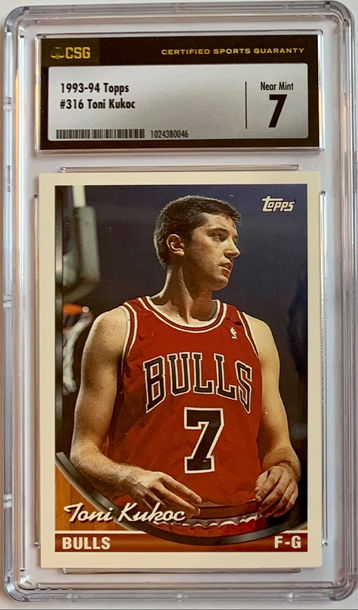 1993 - 94 Topps #316 Toni Kukoc RC Rookie - Graded CSG 7 NM Near Mint. New Label