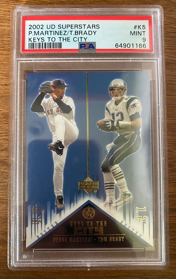 2002 Upper Deck Keys to the City Tom Brady Pedro Martinez Boston #K5 PSA 9 Pats