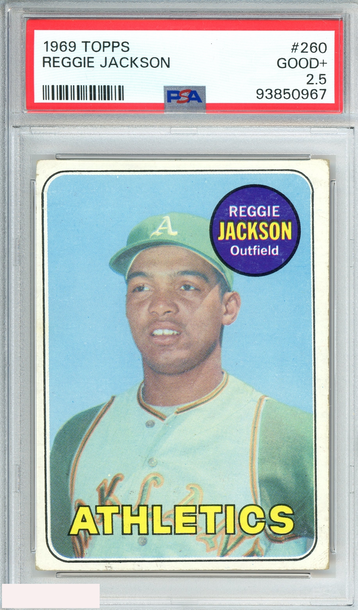 1969 TOPPS REGGIE JACKSON #260 OAKLAND AS HOF ROOKIE RC PSA 2 5 GOOD+