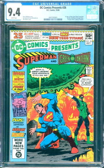 DC Comics Presents #26 (1980) CGC 9.4 -- White p; 1st Cyborg, Starfire & Raven