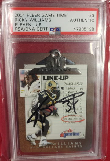 2001 Fleer Game Time Ricky Williams Autographed PSA DNA New Orleans Saints