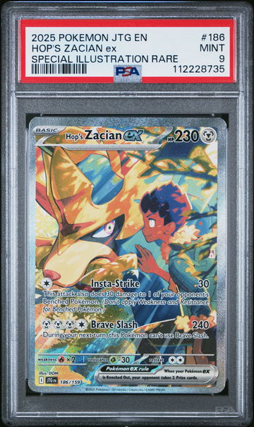 2025 POKEMON JTG EN-JOURNEY TOGETHER SIR HOP'S ZACIAN EX #186 PSA 9