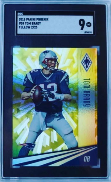 2015 Panini Phoenix YELLOW/GOLD Prizm Tom Brady #59 - SN 2/25 - SGC 9 - FIRST YEAR 