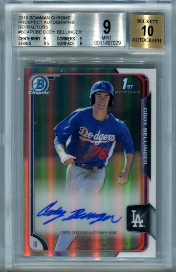 2015 Bowman Chrome Cody Bellinger refractor /499 BGS 9 auto 10