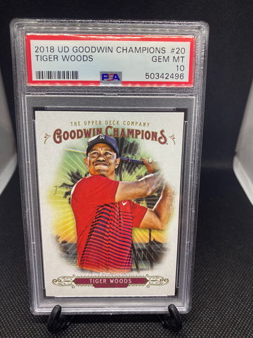 2018 UD Goodwin Champions #20 Tiger Woods PSA 10