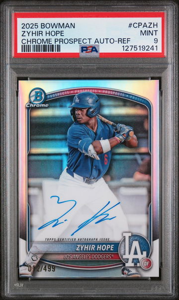 2025 Bowman Chrome Prospect Autograph Refractor Zyhir Hope #CPAZH /499 PSA 9