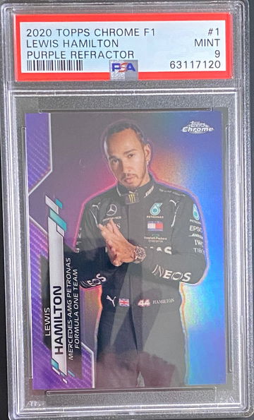 2020 Topps Chrome Formula 1 F1 Lewis Hamilton Purple Refractor PSA 9 