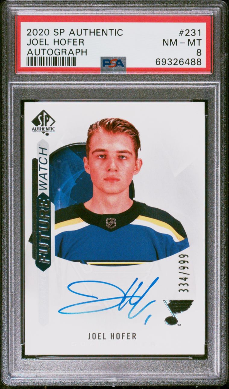 Joel Hofer - 2020-21 SP Authentic Future Watch Rookie Auto - 334/999 - PSA 18