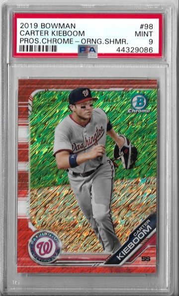 2019 Bowman Chrome Orange Shimmer Refractor Carter Kieboom /25