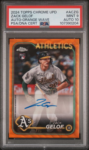 2024 Topps Chrome Update Orange Wave Zack Gelof #AC-ZG RC Auto /25 PSA 9 Auto 10