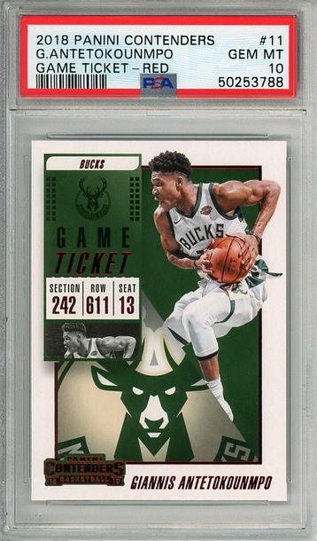 Giannis Antetokounmpo 2018-19 Panini Contenders #11 Game Ticket Red PSA 10 Gem Mint! 3788
