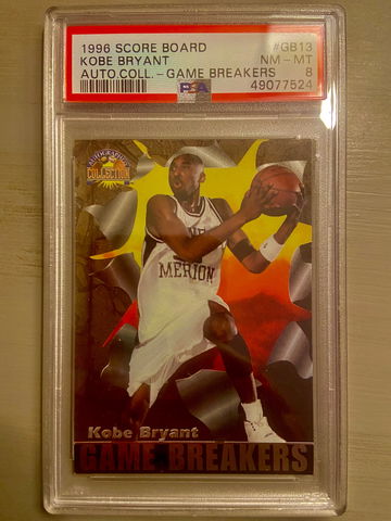 1996 KOBE BRYANT Rookie Scoreboard Game Breakers MINT/nm PSA 8