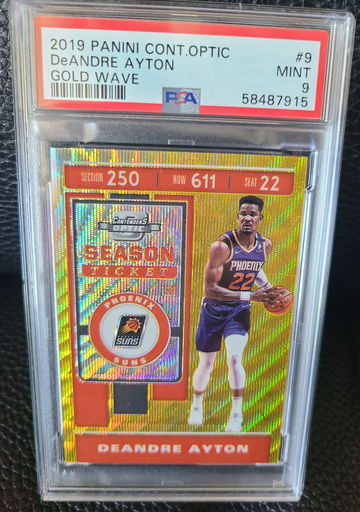 2019 Contenders Optic Gold Wave Deandre Ayton PSA 9