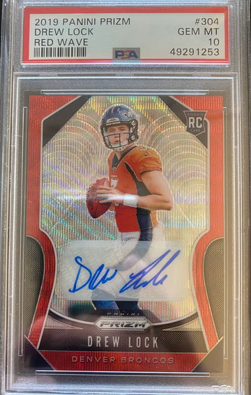 DREW LOCK 2019 PRIZM RED WAVE AUTO /149 PSA 10 GEM MINT