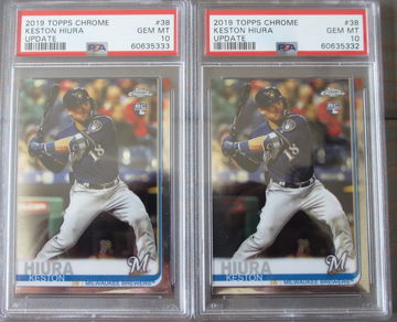 2019 Topps Chrome RC Lot (2) Keston Hiura PSA 10 Update #38