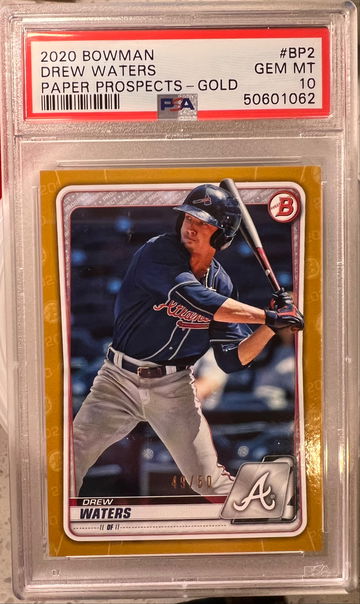 2020 bowman drew waters paper prospects gold psa 10 pop 1 Braves 