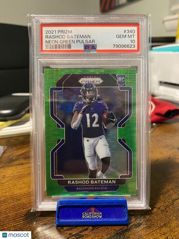 2021 Panini Prizm Rashod Bateman #340 Green Pulsar Rookie PSA 10