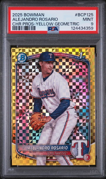 2025 Bowman Chrome Prospects Yellow Geometric Alejandro Rosario #BCP125 /75 PSA 9