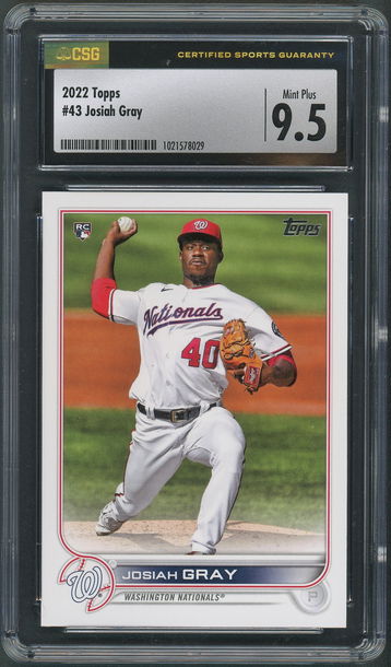 2022 Topps Series 1 Josiah Gray RC #43 CSG 9.5 Mint+ Washington Nationals