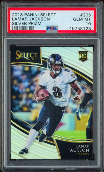 2018 Panini Select Silver Prizm Lamar Jackson PSA 10