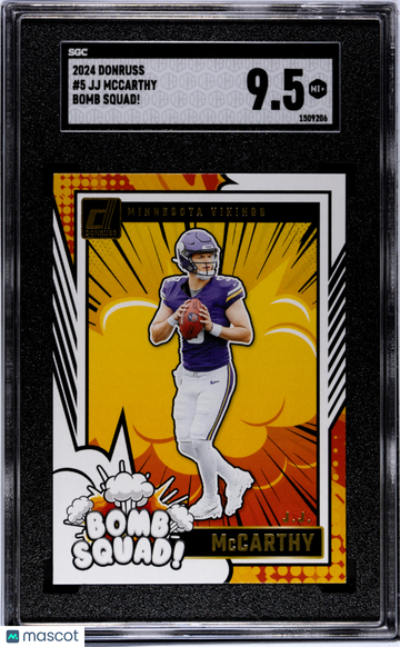 2024 Donruss JJ Mccarthy #5 Bomb Squad! SGC 9.5