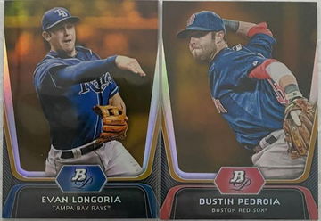 Evan Longoria & Dustin Pedroia 2012 Bowman Platinum Gold Parallels