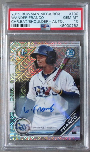 Wander Franco 2019 Bowman Mega Box Chrome "Bat on Shoulder" Photo Variation Auto #/25 PSA 10 Rays