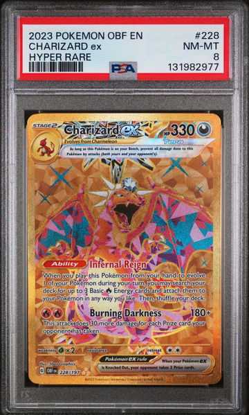 2023 Pokemon Scarlet and Violet Obsidian Flames Hyper Rare Charizard Ex #228 PSA 8