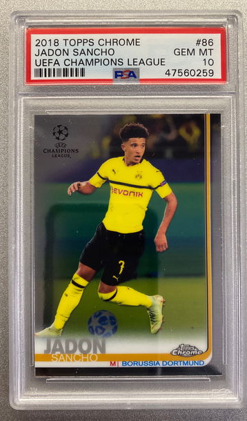 JADON SANCHO 2018 TOPPS CHROME ROOKIE PSA 10 GEM MINT 